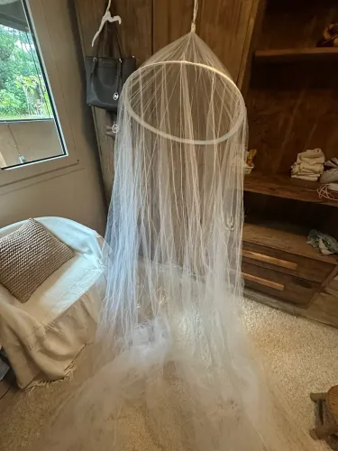 Mosquiteiro de teto branco 3,0 x 1,40 m - delicado e pouco usado