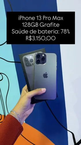 iPhone 13 Pro Max / 128GB Grafite / saúde de Bateria: 78% / Original $3.150,00