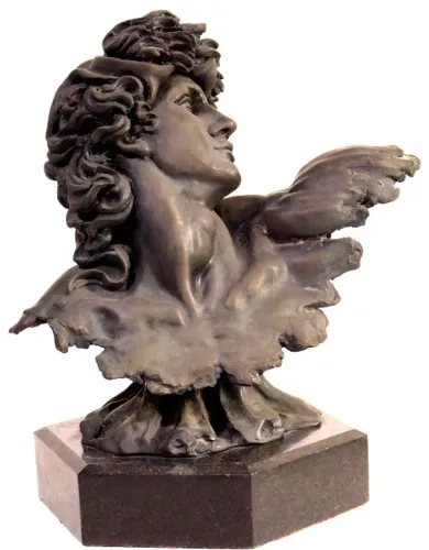 Escultura Em Metal Sobre Base Em Mármore - Busto Clássico