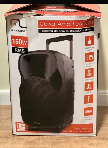  Caixa amplificadora Multilaser 150W RMS com rodinha 