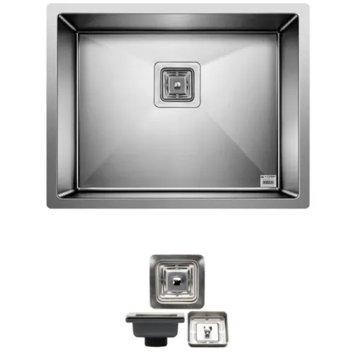 Cuba Quadrada Inox 304 Cozinha Pia Embutir Sobrepor Gourmet 55x45 Premium Com Válvula