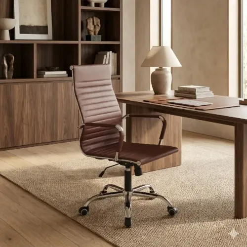 Cadeira Presidente Charles Eames Esteirinha Terracota Design Clássico Conforto Luxo 32893