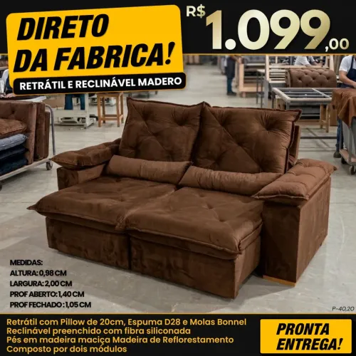 Sofá retrátil reclinável