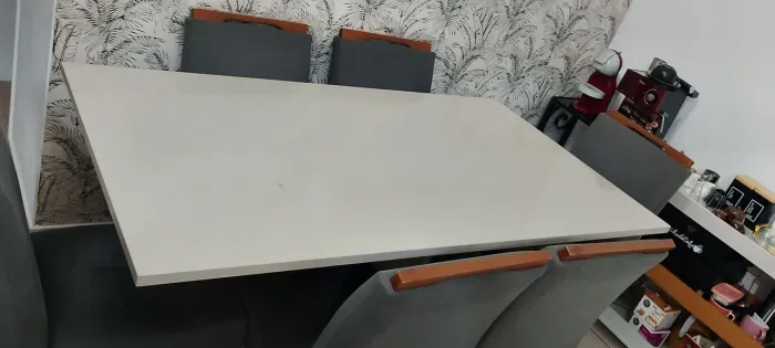 Mesa jantar 6 cadeiras estofadas 