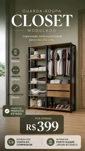 Guarda-roupa closet modulado - Estante