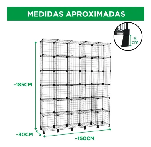 Estante Balcão Expositor Aramado 30 Nichos Branco Cor Tela Preta com Conectivo Preto