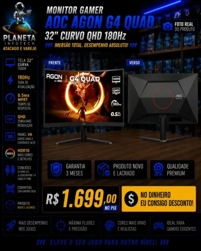 Monitor AOC 32 polegadas 180Hz curvo ( Produto novo )