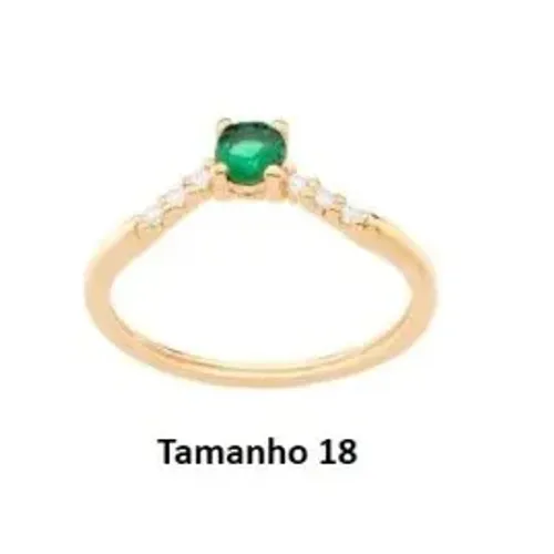 Anel V zircônia verde e brancas Rommanel 512740 - Tamanho 18