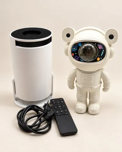 Luminária e mini projetor