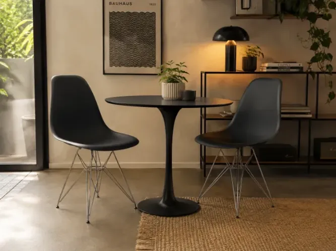 Cadeira Eiffel Preta Design Moderno Base Cromada Sala/Jantar - Preço Unitário
