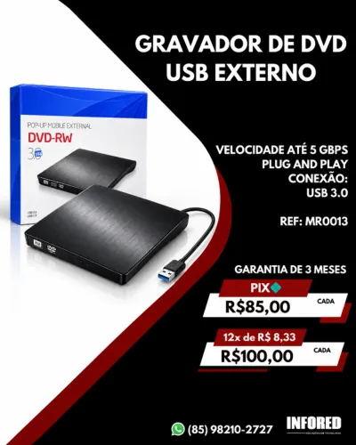 Gravador de DVD USB Externo