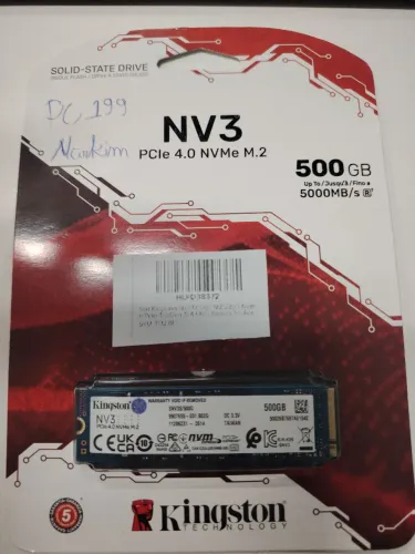 Ssd Kingston Nv3 500gb M2 2280 Nvme Pcie 4.0 Gen 4x4 Azul-aço