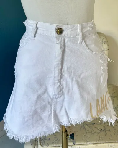 Saia Jeans Branca Lança Perfume Original - Tam 34