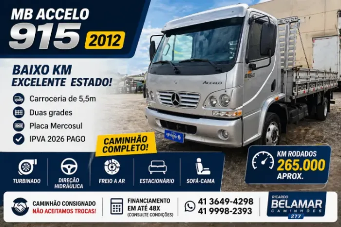 Caminhão Mb 915 Accelo 2012 Carroceria