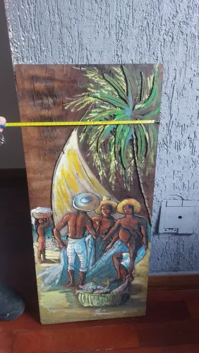 Quadro esculpido e pintado