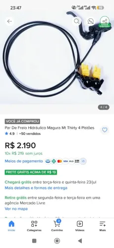 Freio magura MT tirthy traseiro semi novoo