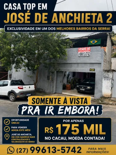 CASA BARATA EM JOSÉ DE ANCHIETA 2 ! 175 MIL A VISTA