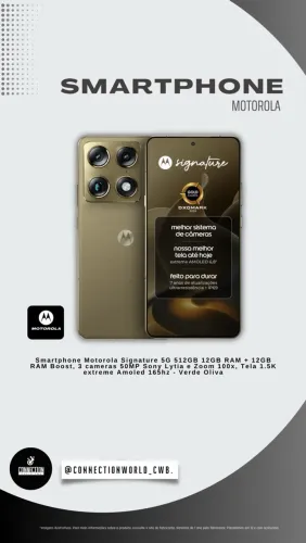 Smartphone Motorola Signature 5G - 512GB 24GB (12GB RAM + 12GB RAM Boost), 3 cameras 50MP