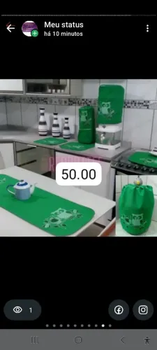 Jogo cozinha  7 peças pintado tecido  okford 