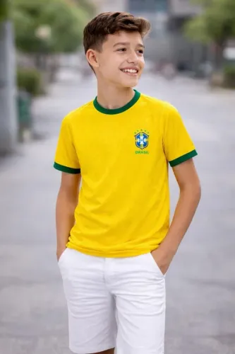 Camisa Brasil Infantil 4-12 Atacado e varejo