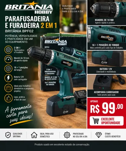 Furadeira/Parafusadeira Britânia Hobby 12V