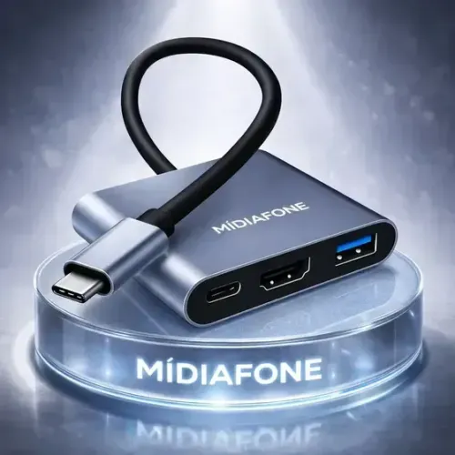 ADAPTADOR HUB USB TIPO C 3 EM 1 (USB, HDMI E PD)