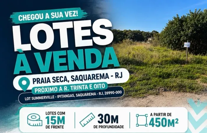 Lote 450m² em Praia Seca Saquarema, RJ entrada de R$10.000,00