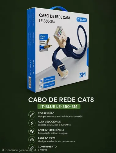 Cabo de Rede Cat 8 3 Metros.