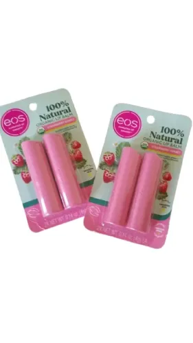 2 Kits c/ 2 Lip Balms eos Organic 100% Natural - Strawberry Sorbet (Original) 