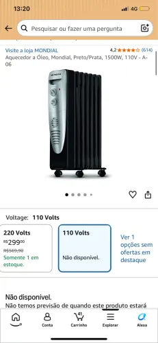 Aquecedor a Óleo, Mondial, Preto/Prata, 1500W, 110V - A-06