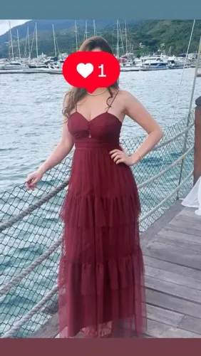 Vestido de festa - Marsala - Seminovo - Tam M