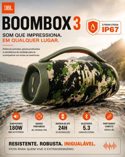 JBL Boombox 3 camuflada. Zero na caixa. Só venda