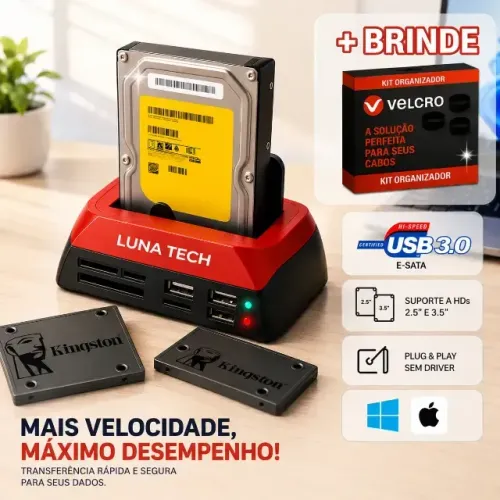 Leitor Externo Hd Sata Usb Brinde Sata Ide Gaveta Dock 3.0