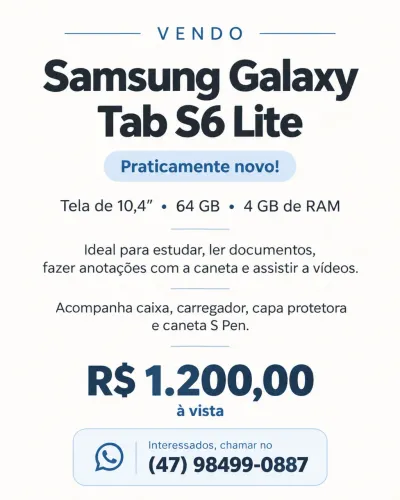 VENDO SAMSUNG GALAXY TAB S6 LITE