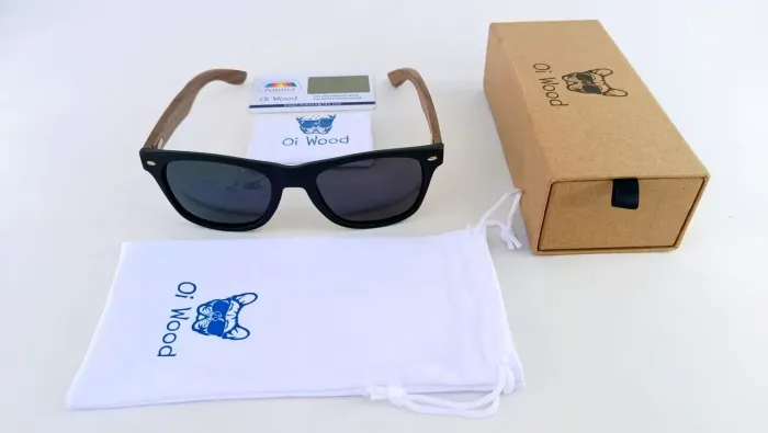Óculos de Sol Casual Bambu Oval Lindo Leve Super Confortável Lentes Polarizadas OiWood