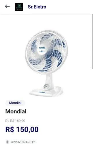 Ventilador Mondial Seminovo