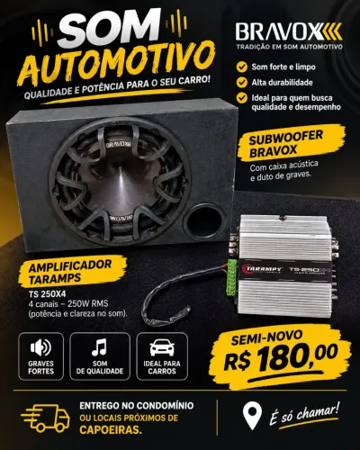 Caixa celada subwoofer 12' polegadas com amplificador 250 w rms