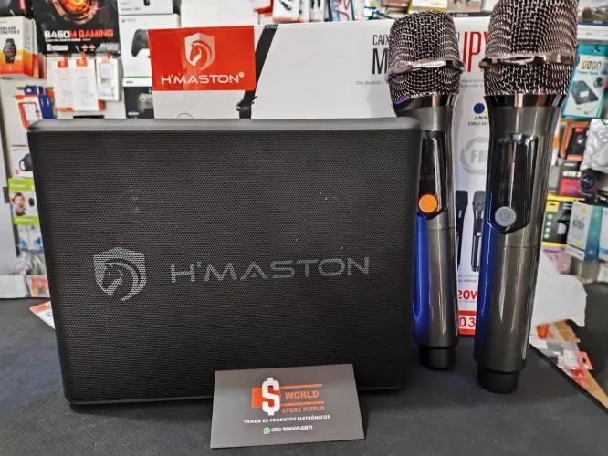 Caixa de Som Bluetooth + 2 microfones - Store World