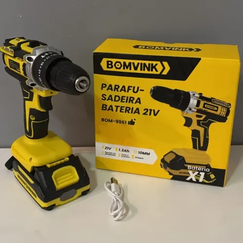 PARAFUSADEIRA COMPACTA 21V COM TORQUE AJUSTÁVEL BOMVINK