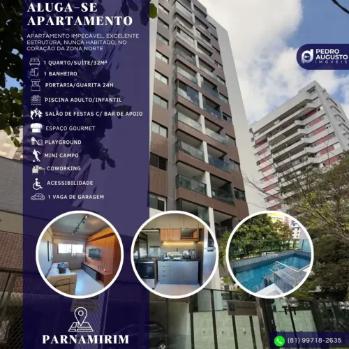 Flat: 32m², mobília completa, novo, com lazer completo no Parnamirim!