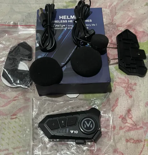 Fone para capacete via Bluetooth microfone imbutido aceito cartão com acréscimo