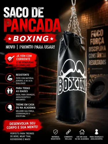 Saco de pancada box,Novo - com corrente