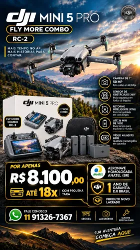 DJI Mini 5 Pró Fly more combo Rc-2( controle com tela )Anatel +1 ano de garantia dji