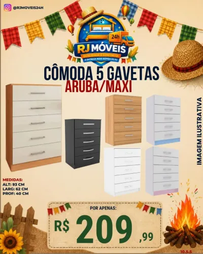 Cômoda 5 gavetas