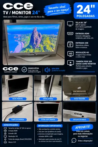 TV / MONITOR CCE 24 POLEGADA BRANCO