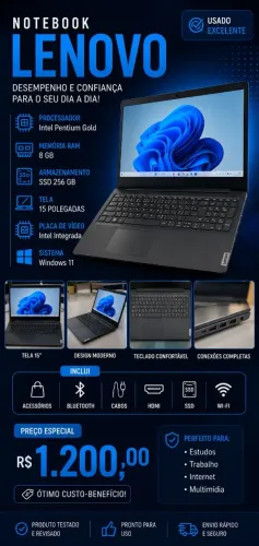 NOTEBOOK LENOVO - PRONTO PARA USO!