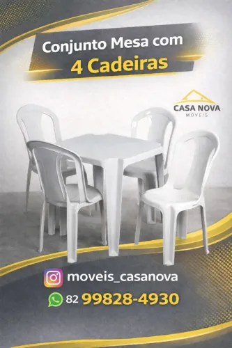 Conjunto Mesa com 4 Cadeiras Plástico