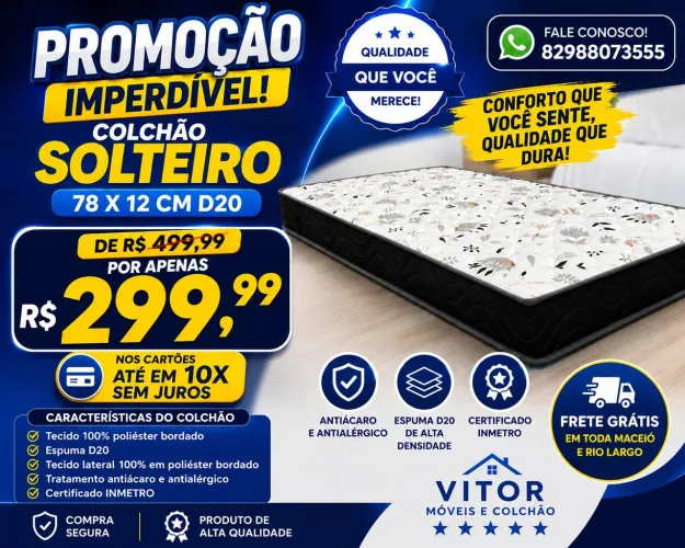 PROMOÇÃO DE COLCHÃO SOLTEIRO BOM SONO