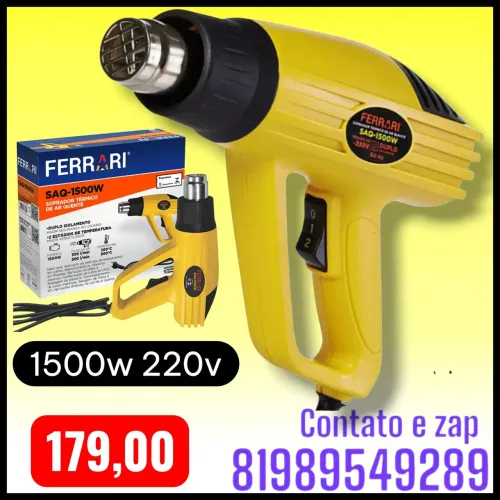 Soprador Térmico Ferrari SAQ-1500W na cor amarela.