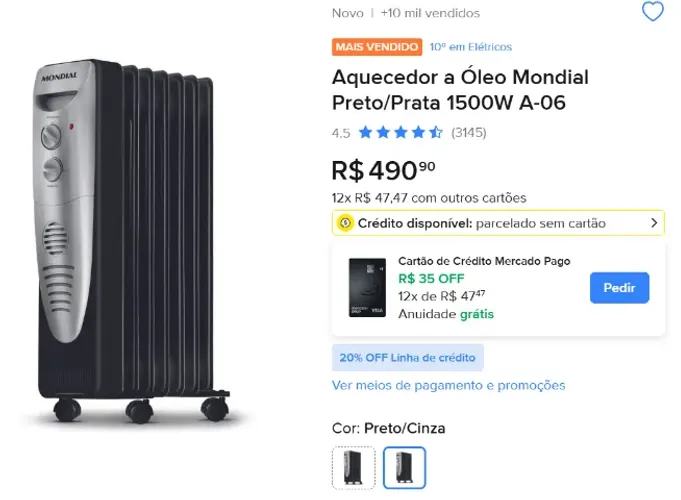 Aquecedor Mondial a Oleo
